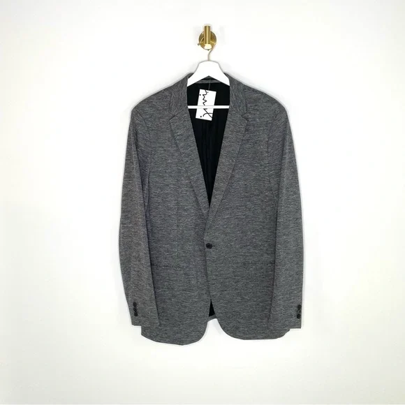 MensTheory Grey Knit Single Button Casual Blazer w Darting & Slit Pockets 46